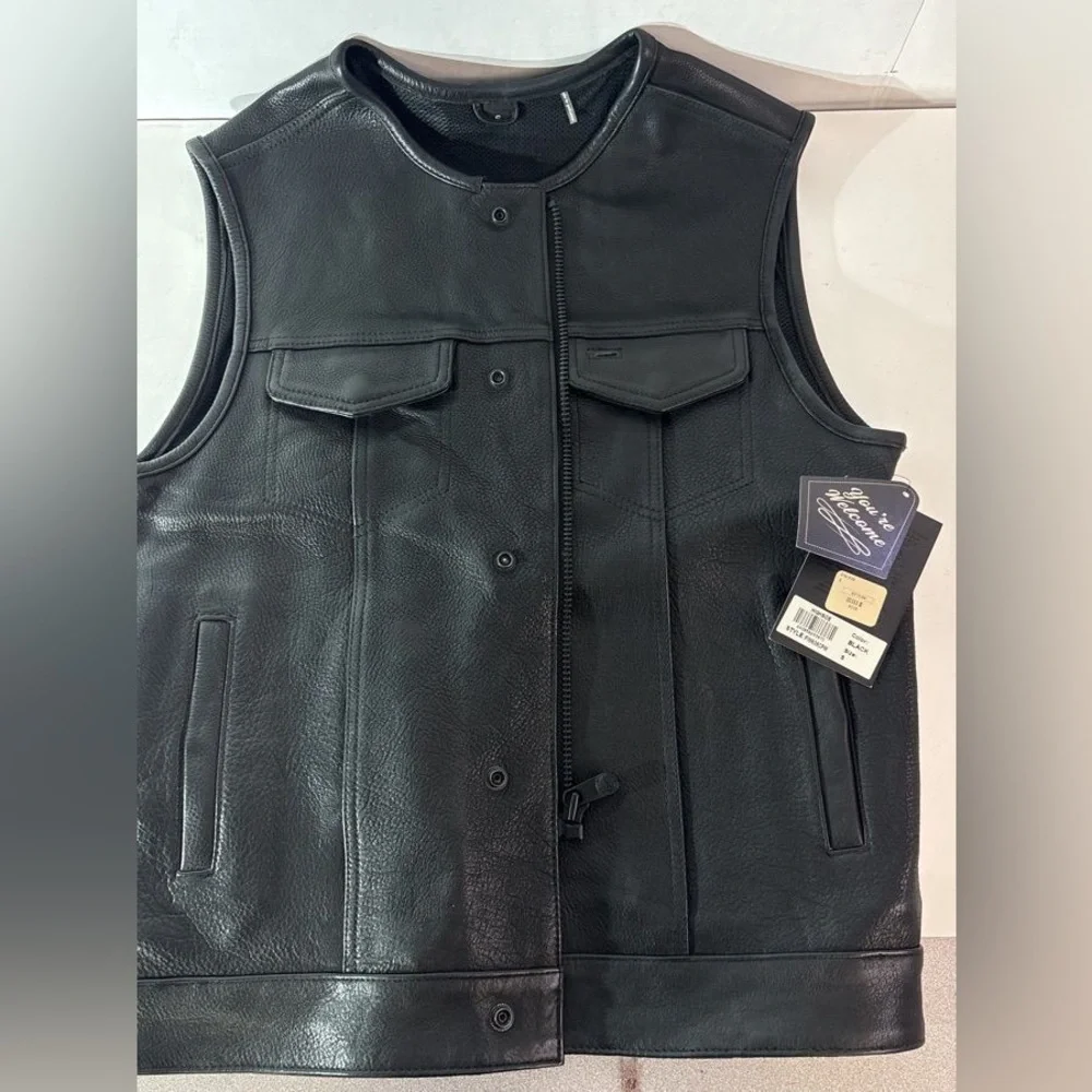 Men's Highside Leather Vest - First MFG Co Classics Platinum Small FIM638CPM